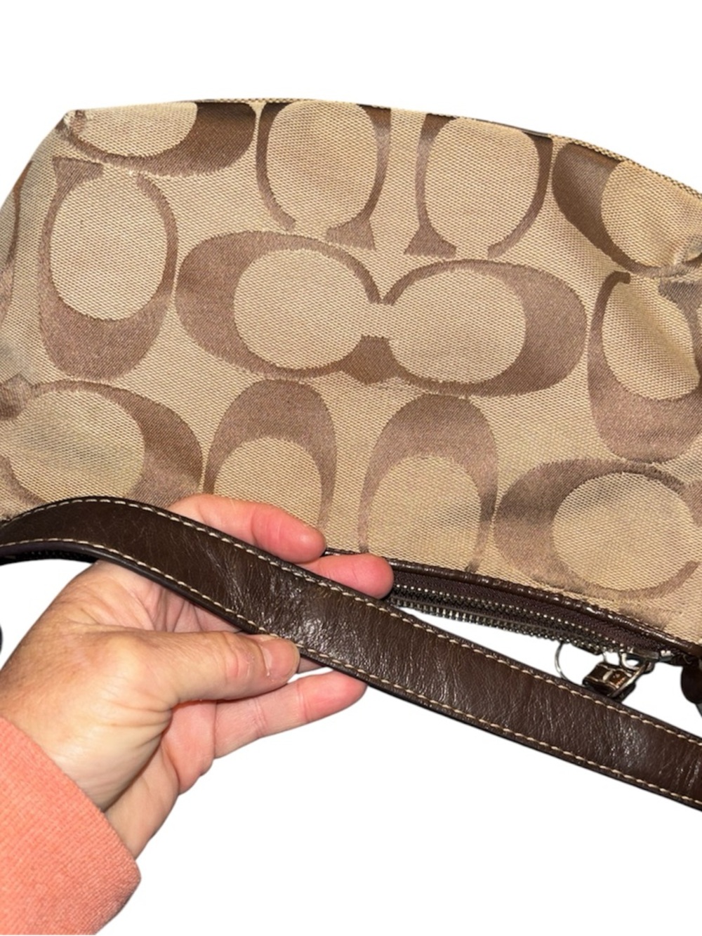 Coach Tan and Brown Signature Canvas Purse with Card Case - Picture 11 of 14